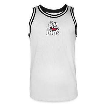Auto Tuning Schrauber Kult Shirt, Öl im Blut (25) - Männer Basketball-Trikot - Weiß/Schwarz - Vorne - AI Model Male 185 dark (185cm)