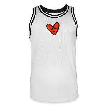 VALENTINE'S DAY. HEART. I LOVE YOU. I LOVE YOU - Men's Basketball Jersey - white/black - Front - AI Model Male 185 dark (185cm)