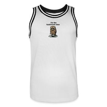 Pour la de énième fois – raton laveur agacé - Maillot de basket Homme - blanc/noir - Devant - AI Model Male 185 dark (185cm)