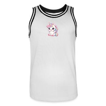 Einhorn - Männer Basketball-Trikot - Weiß/Schwarz - Vorne - AI Model Male 185 dark (185cm)