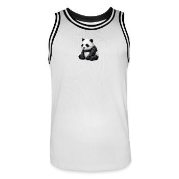 Panda Low-Poly - Männer Basketball-Trikot - Weiß/Schwarz - Vorne - AI Model Male 185 dark (185cm)