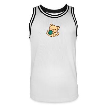 Cuddly kitten and blue ball - Men's Basketball Jersey - white/black - Front - AI Model Male 185 dark (185cm)