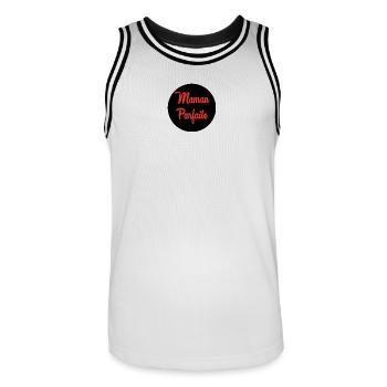 HAPPY MOTHER'S DAY. MOM. MOTHER'S DAY - Men's Basketball Jersey - white/black - Front - AI Model Male 185 dark (185cm)
