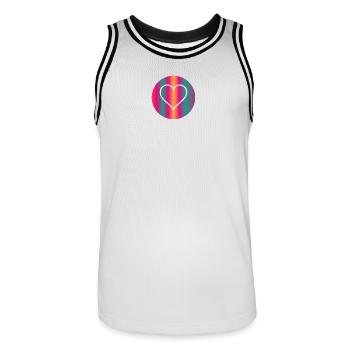 HERZ - Männer Basketball-Trikot - Weiß/Schwarz - Vorne - AI Model Male 185 dark (185cm)