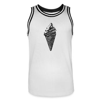 Cooles Softeis in Waffel - Männer Basketball-Trikot - Weiß/Schwarz - Vorne - AI Model Male 185 dark (185cm)