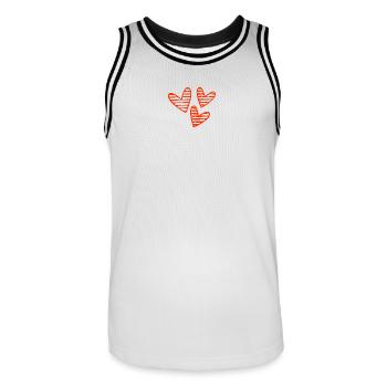 LIEBE. PAAR. GERADE VERHEIRATET. Junggesellinnenabschied. VALENTINSTAG. - Männer Basketball-Trikot - Weiß/Schwarz - Vorne - AI Model Male 185 dark (185cm)