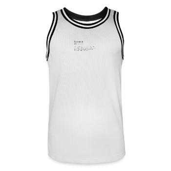 Lernen - Verb - Definition - Lautschrift - Männer Basketball-Trikot - Weiß/Schwarz - Vorne - AI Model Male 185 dark (185cm)