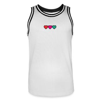 HERZ. PAAR. GERADE VERHEIRATET. Junggesellinnenabschied. VALENTINSTAG. - Männer Basketball-Trikot - Weiß/Schwarz - Vorne - AI Model Male 185 dark (185cm)