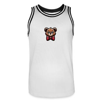 Ours en peluche mignon - Maillot de basket Homme - blanc/noir - Devant - AI Model Male 185 dark (185cm)