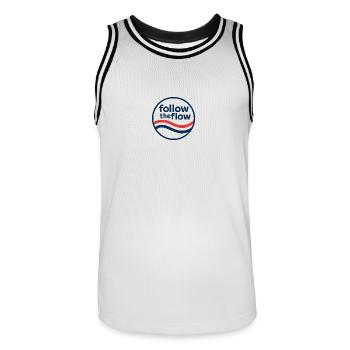 file 00000000676061f7b677d8e34dfd9326 - Männer Basketball-Trikot - Weiß/Schwarz - Vorne - AI Model Male 185 dark (185cm)