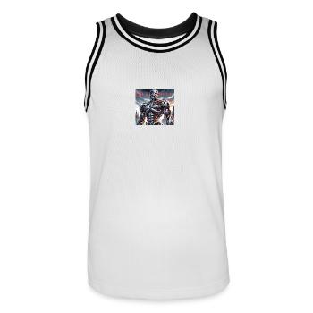 T-800 - Männer Basketball-Trikot - Weiß/Schwarz - Vorne - AI Model Male 185 dark (185cm)