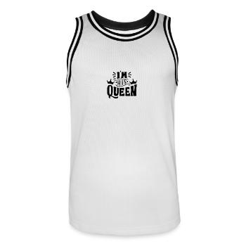 Queen Design - Männer Basketball-Trikot - Weiß/Schwarz - Vorne - AI Model Male 185 dark (185cm)