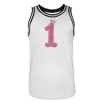 Pink Crown-1 Design - Men's Basketball Jersey - white/black - Front - AI Model Male 185 dark (185cm)