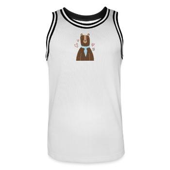 Un joli ours avec une écharpe bleue - Maillot de basket Homme - blanc/noir - Devant - AI Model Male 185 dark (185cm)