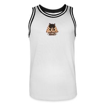 Katzen und Kaffee - Männer Basketball-Trikot - Weiß/Schwarz - Vorne - AI Model Male 185 dark (185cm)