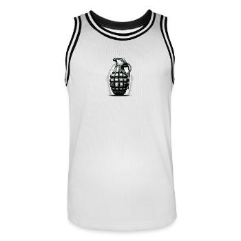 Explosive Charge: Hand Grenade - Men's Basketball Jersey - white/black - Front - AI Model Male 185 dark (185cm)