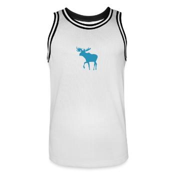 Elch - Moose - Elk - Männer Basketball-Trikot - Weiß/Schwarz - Vorne - AI Model Male 185 dark (185cm)