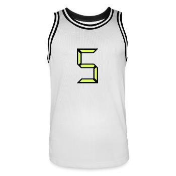 5 ANS. 5e ANNIVERSAIRE. ANNIVERSAIRE 5 ANS. 5 - Maillot de basket Homme - blanc/noir - Devant - AI Model Male 185 dark (185cm)
