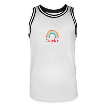 It's just love (rainbow for tolerance) - Men's Basketball Jersey - white/black - Front - AI Model Male 185 dark (185cm)