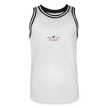 Hirsch - Männer Basketball-Trikot - Weiß/Schwarz - Vorne - AI Model Male 185 dark (185cm)
