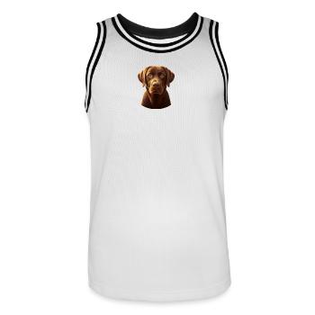 The beautiful brown Labrador 2.0 - Männer Basketball-Trikot - Weiß/Schwarz - Vorne - AI Model Male 185 dark (185cm)