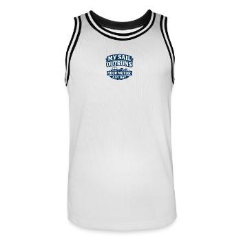 Mein Segel übertrifft deinen Motor jeden Tag - Männer Basketball-Trikot - Weiß/Schwarz - Vorne - AI Model Male 185 dark (185cm)