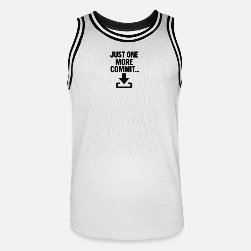 Just One More Commit – Funny Programmer T-Shirt - Männer Basketball-Trikot - Weiß/Schwarz