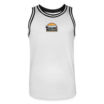Sonnenaufgang Zeppelin über Bergen - Männer Basketball-Trikot - Weiß/Schwarz - Vorne - AI Model Male 185 dark (185cm)