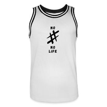 No#NoLife - Männer Basketball-Trikot - Weiß/Schwarz - Vorne - AI Model Male 185 dark (185cm)