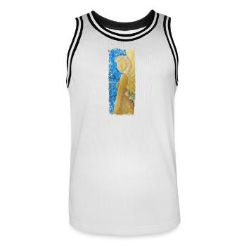 Engel des Universums - Sonja von Staden - Männer Basketball-Trikot - Weiß/Schwarz - Vorne - AI Model Male 185 dark (185cm)