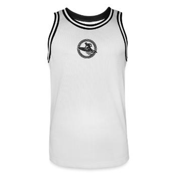 Silhouette de surfeur sur la vague - Maillot de basket Homme - blanc/noir - Devant - AI Model Male 185 dark (185cm)