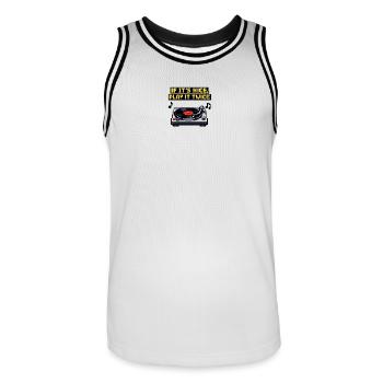 Wenn es schön ist, spiel es zweimal auf dem Plattenspieler - Männer Basketball-Trikot - Weiß/Schwarz - Vorne - AI Model Male 185 dark (185cm)