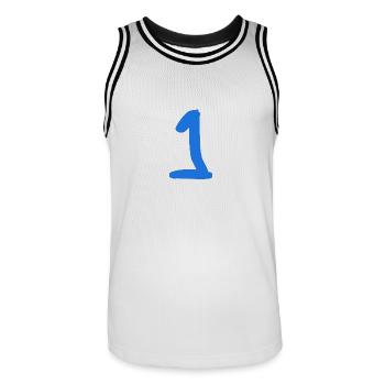 1. 1 JAHR. 1. JAHRESTAG. 1 JAHR GEBURTSTAG - Männer Basketball-Trikot - Weiß/Schwarz - Vorne - AI Model Male 185 dark (185cm)