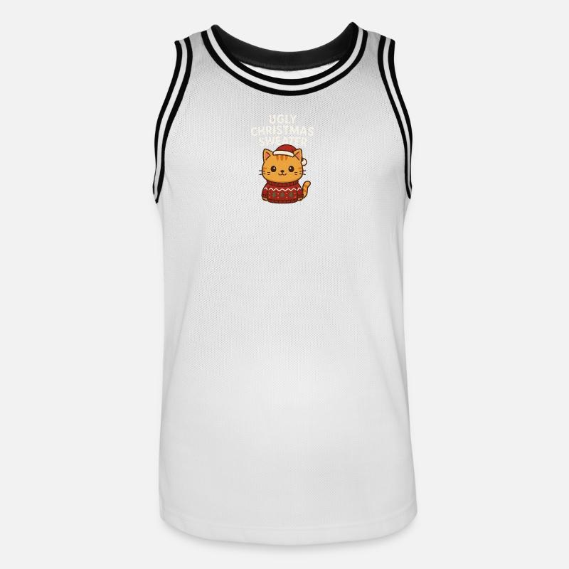 Pull de Noël moche pour chat - Maillot de basket Homme - blanc/noir