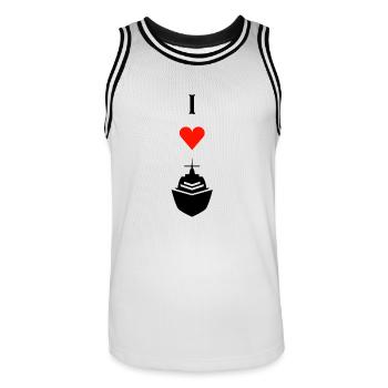 Ich liebe Kreuzfahrten - Männer Basketball-Trikot - Weiß/Schwarz - Vorne - AI Model Male 185 dark (185cm)