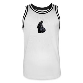 schwarzes Pferd Silhouette - Männer Basketball-Trikot - Weiß/Schwarz - Vorne - AI Model Male 185 dark (185cm)