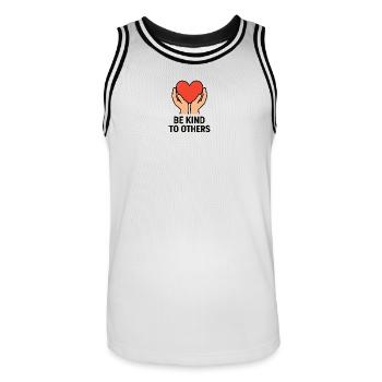 Mains tenant le cœur de bonté - Maillot de basket Homme - blanc/noir - Devant - AI Model Male 185 dark (185cm)