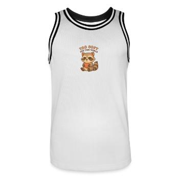 Too Soft For This World – Süßer Waschbär mit Herz - Männer Basketball-Trikot - Weiß/Schwarz - Vorne - AI Model Male 185 dark (185cm)