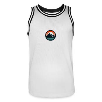 Berge, Natur, Sonnenuntergang - Männer Basketball-Trikot - Weiß/Schwarz - Vorne - AI Model Male 185 dark (185cm)