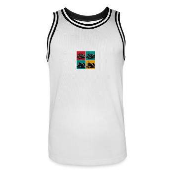 Retro-Oldtimer-Traktor - Männer Basketball-Trikot - Weiß/Schwarz - Vorne - AI Model Male 185 dark (185cm)