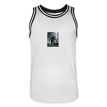 Futuristischer Astronaut auf fremden Planeten - Männer Basketball-Trikot - Weiß/Schwarz - Vorne - AI Model Male 185 dark (185cm)