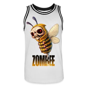 ZOMBEE – Undead killer bee in a hoodie - Men's Basketball Jersey - white/black - Front - AI Model Male 185 dark (185cm)