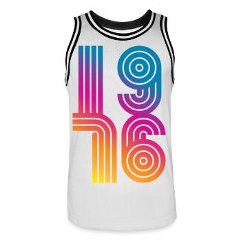 Millésime 1976 - Maillot de basket Homme - blanc/noir - Devant - AI Model Male 185 dark (185cm)