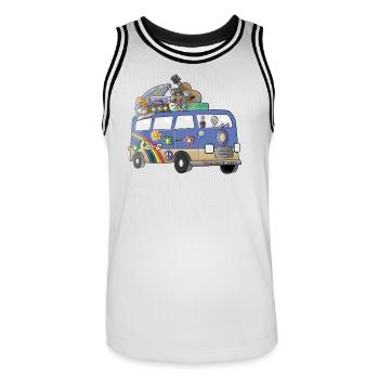 Hippie Camper Motiv Vanlife Camping Retro - Männer Basketball-Trikot - Weiß/Schwarz - Vorne - AI Model Male 185 dark (185cm)