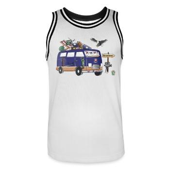 USA Camper Motif Vanlife Camping Vacation - Men's Basketball Jersey - white/black - Front - AI Model Male 185 dark (185cm)