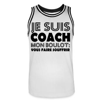 Je suis coach mon boulot vous faire souffrir - Maillot de basket Homme - blanc/noir - Devant - AI Model Male 185 dark (185cm)
