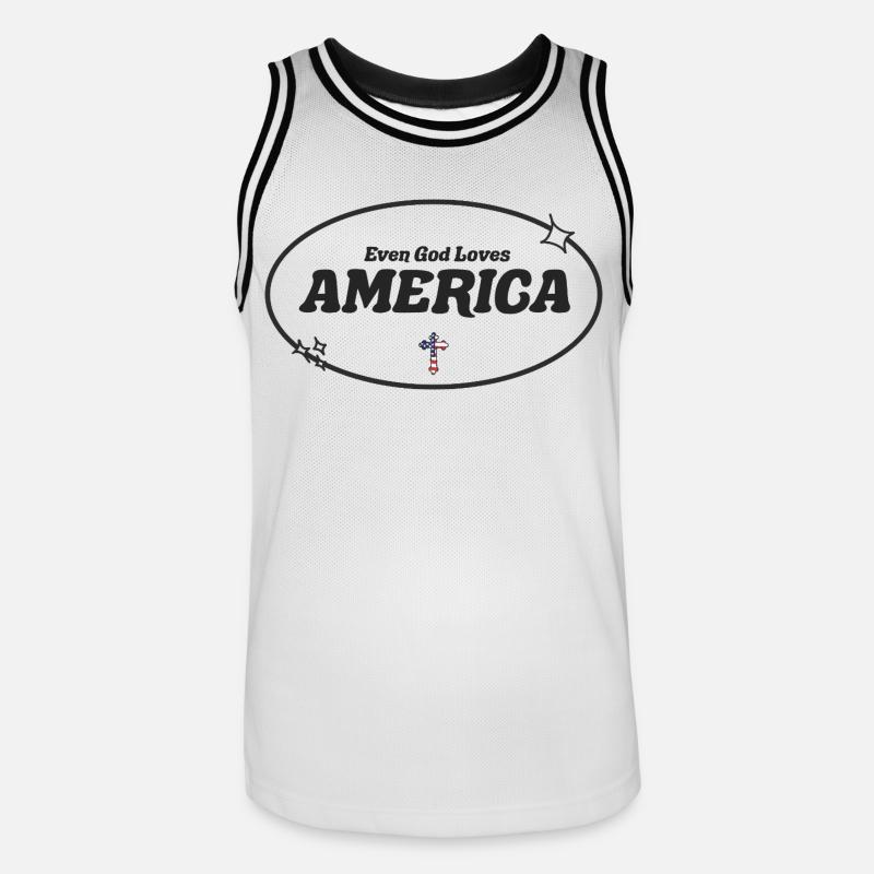 Même Dieu Adore l'Amérique - Maillot de basket Homme - blanc/noir