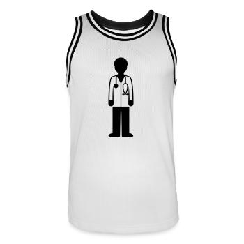 Doktor Arzt - Männer Basketball-Trikot - Weiß/Schwarz - Vorne - AI Model Male 185 dark (185cm)