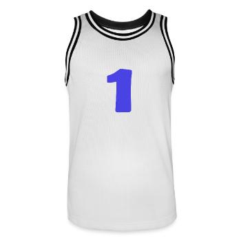1. 1 JAHR. 1. JAHRESTAG. 1 JAHR GEBURTSTAG - Männer Basketball-Trikot - Weiß/Schwarz - Vorne - AI Model Male 185 dark (185cm)