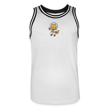 Astrokatze - Männer Basketball-Trikot - Weiß/Schwarz - Vorne - AI Model Male 185 dark (185cm)
